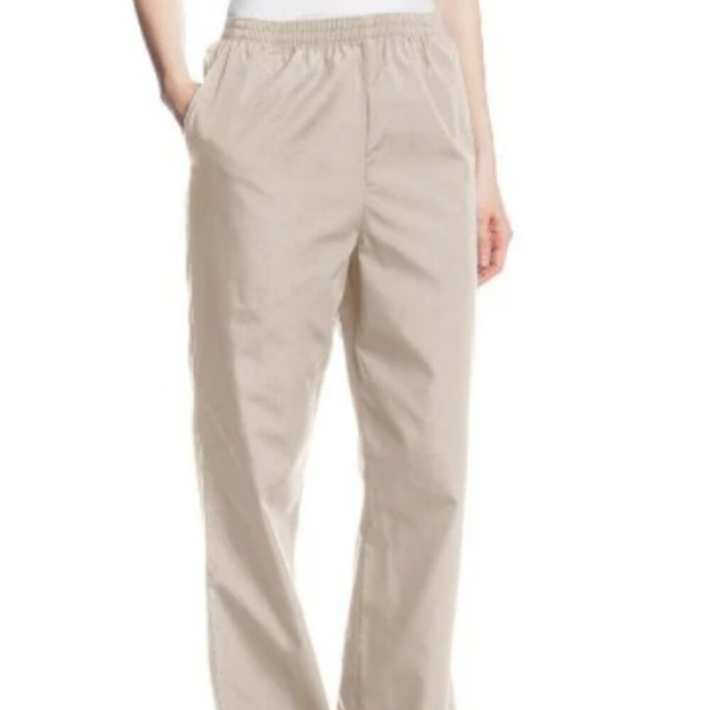 Cherokee Women's Workwear Cotton Blend Hi Rise Straight Pull-On Scrub Pant Khaki